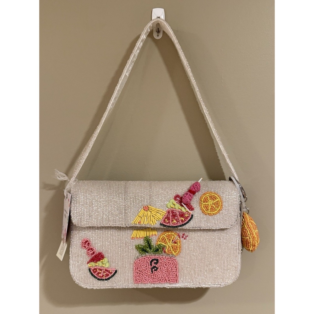 New Edition Made In India Beaded Tropical Drink Bag With Charm. Rare NWT